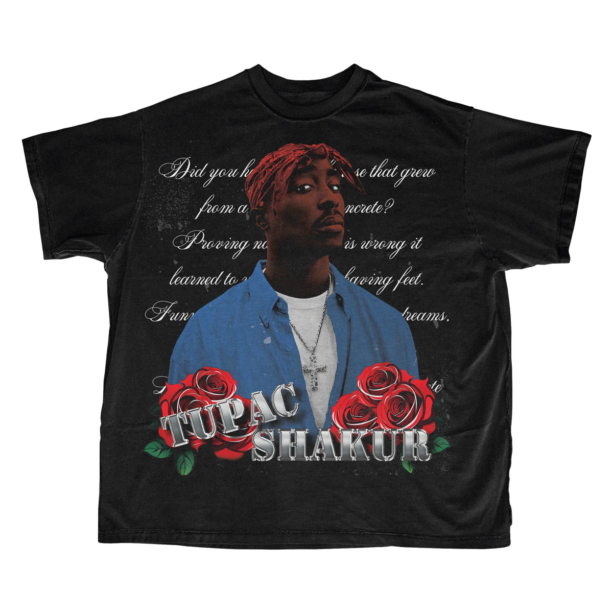 Tupac Shakur Roses tee, black