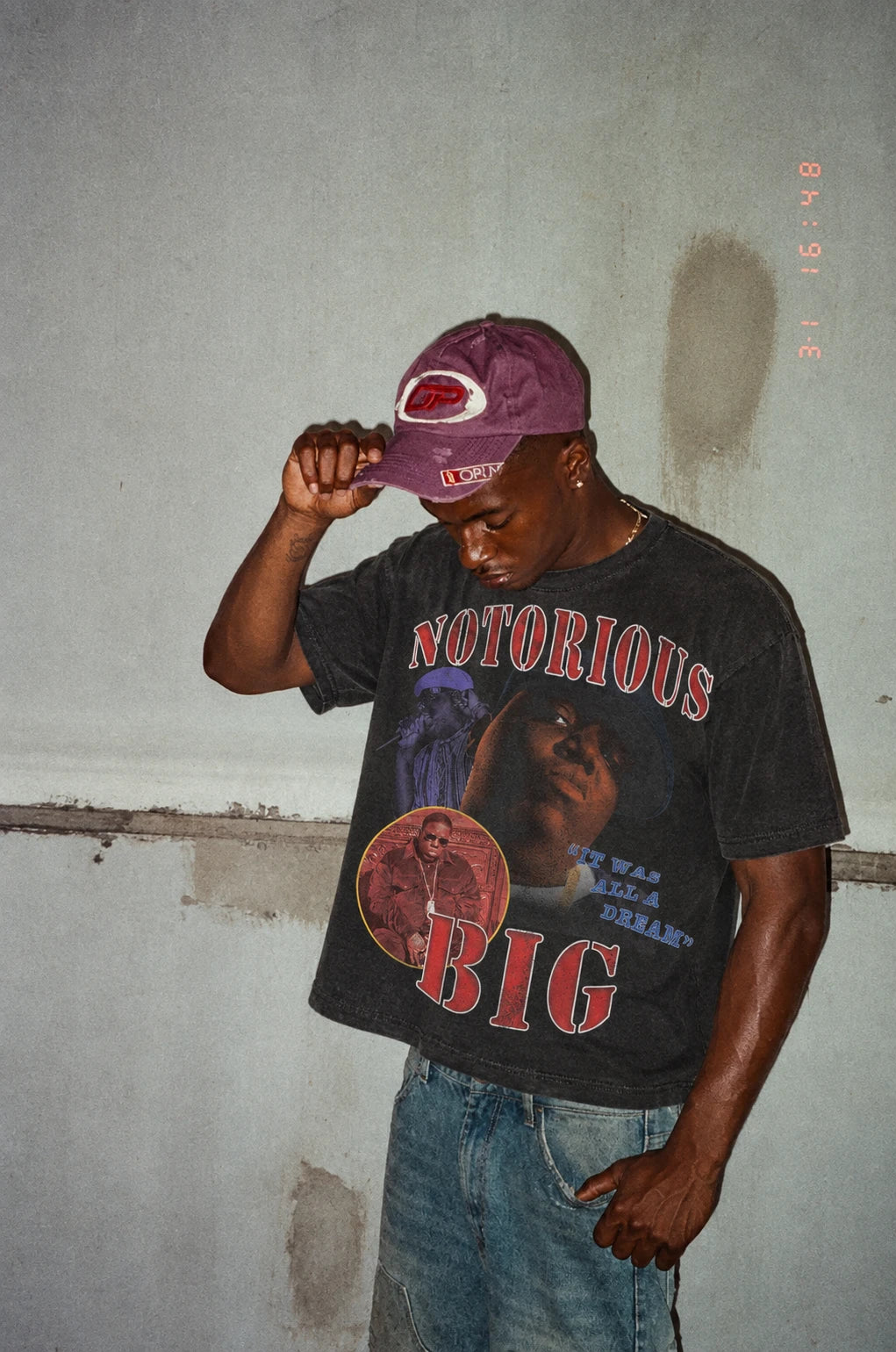 Model wearing the Notorious B.I.G. Dream tee in black